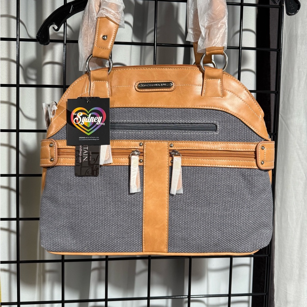 SOLD - Stone Mountain Accessories Camel and Charcoal Shoulder Bag